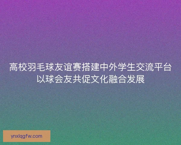 高校羽毛球友谊赛搭建中外学生交流平台以球会友共促文化融合发展